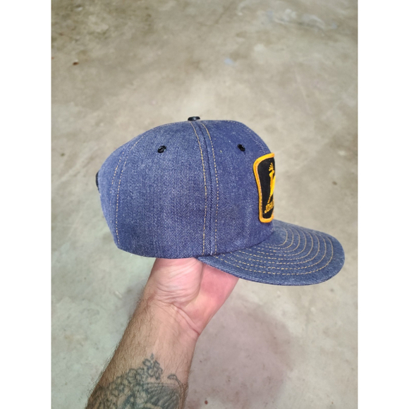 Vintage John Deere Denim Mesh Snap Back Patch Trucker Hat Cap made in USA - Picture 2 of 5